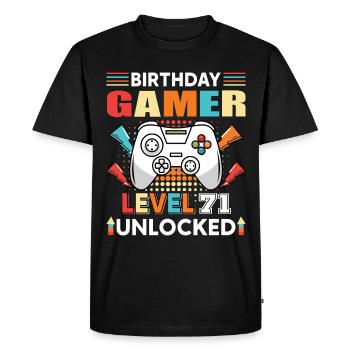 Birthday Gamer Level 71 Unlocked 71 - Men's Premium Organic T-Shirt - black - Front - Nico (187cm)
