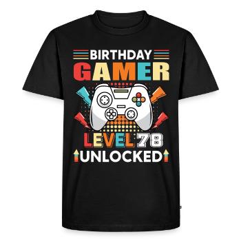 Anniversaire Gamer Niveau 78 Débloqué 78 Anniversaire - T-shirt Premium bio Homme - noir - Devant - Nico (187cm)