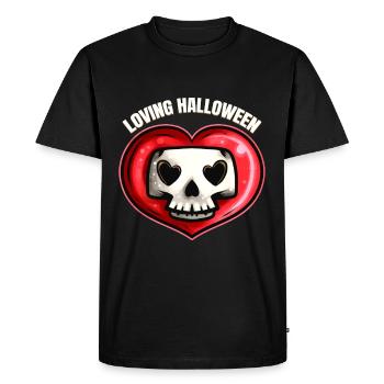 Beau crâne mignon dans le cœur aimant Halloween - T-shirt Premium bio Homme - noir - Devant - Nico (187cm)