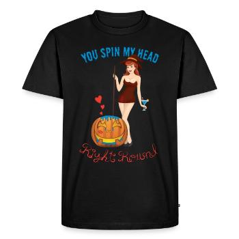 Spin my Head - Halloween Witch with Pumpkin - Men's Premium Organic T-Shirt - black - Front - Nico (187cm)
