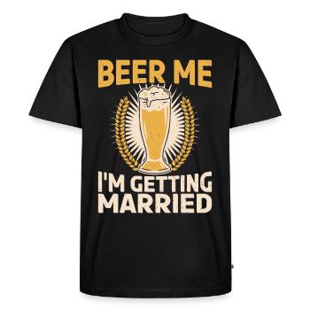 Bière Moi J’épouse mariée ou marié - T-shirt Premium bio Homme - noir - Devant - Nico (187cm)