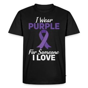 I wear purple for someone - Men's Premium Organic T-Shirt - black - Front - Nico (187cm)