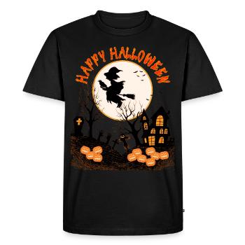 HAPPY HALLOWEEN SORCIÈRE AU CLAIR DE LUNE - T-shirt Premium bio Homme - noir - Devant - Nico (187cm)