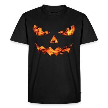 GRIMACE DE VISAGE DE FEU D’HALLOWEEN DE CITROUILLE - T-shirt Premium bio Homme - noir - Devant - Nico (187cm)