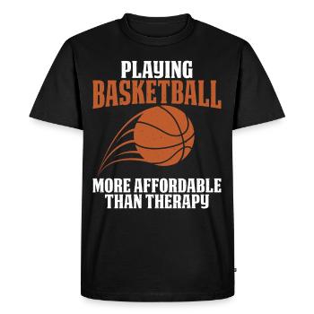 Jouer au basketball, c’est - T-shirt Premium bio Homme - noir - Devant - Nico (187cm)