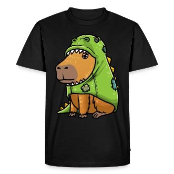 Capybara dans un costume de dinosaure drôle - T-shirt Premium bio Homme - noir - Devant - Nico (187cm)