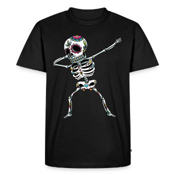 Dabbing Sugar Skull Skeleton Dia De Los Muertos - Men's Premium Organic T-Shirt - black - Front - Nico (187cm)
