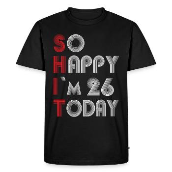 26 ans - T-shirt Premium bio Homme - noir - Devant - Nico (187cm)