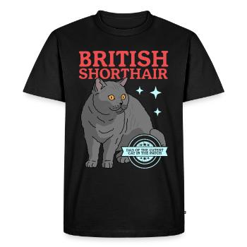 British Shorthair Papa Chat Chat Papa Cadeau - T-shirt Premium bio Homme - noir - Devant - Nico (187cm)