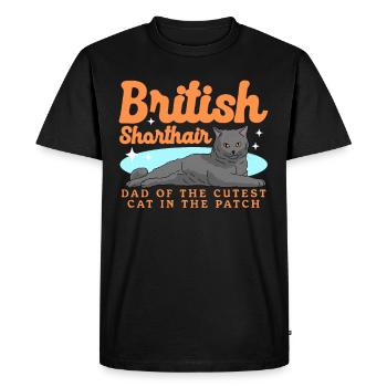 British Shorthair Papa Chat Papa Chats Cadeau - T-shirt Premium bio Homme - noir - Devant - Nico (187cm)