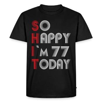 77 birthday - Men's Premium Organic T-Shirt - black - Front - Nico (187cm)