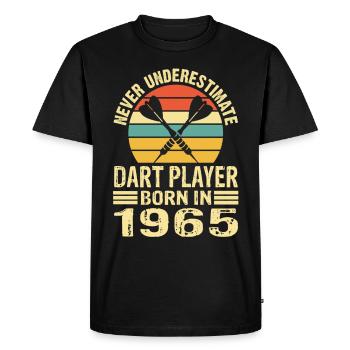 Ne jamais sous-estimer le joueur de fléchettes né en 1965 - T-shirt Premium bio Homme - noir - Devant - Nico (187cm)
