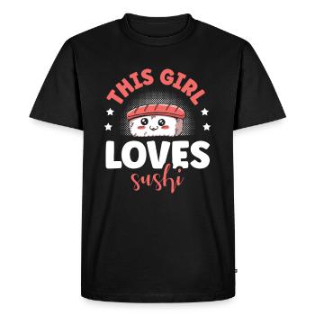 Cette fille adore les rouleaux de sushi japonais - T-shirt Premium bio Homme - noir - Devant - Nico (187cm)