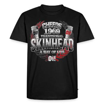 Oi Skinhead UNE FAÇON DE VIVRE LES ACCLAMATIONS ET OI - T-shirt Premium bio Homme - noir - Devant - Nico (187cm)