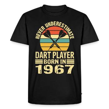 Ne jamais sous-estimer le joueur de fléchettes né en 1967 - T-shirt Premium bio Homme - noir - Devant - Nico (187cm)