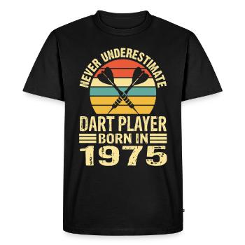 Ne jamais sous-estimer le joueur de fléchettes né en 1975 - T-shirt Premium bio Homme - noir - Devant - Nico (187cm)