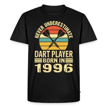 Ne sous-estimez jamais le joueur de fléchettes né en 1996 - T-shirt Premium bio Homme - noir - Devant - Nico (187cm)