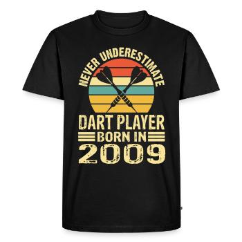 Ne jamais sous-estimer le joueur de fléchettes né en 2009 - T-shirt Premium bio Homme - noir - Devant - Nico (187cm)