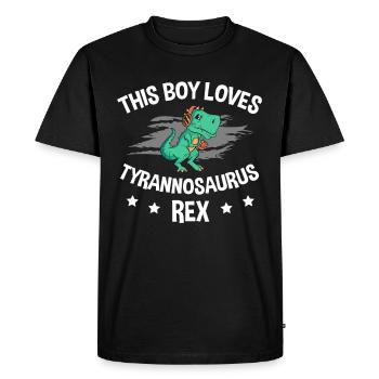 Ce garçon aime le dinosaure tyrannosaure rex - T-shirt Premium bio Homme - noir - Devant - Nico (187cm)