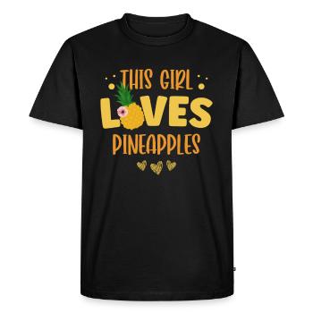 This girl loves tropical pineapple fruits - Men's Premium Organic T-Shirt - black - Front - Nico (187cm)
