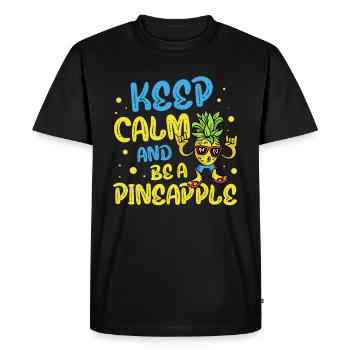 Stay Calm And Be A Pineapple Lover - Men's Premium Organic T-Shirt - black - Front - Nico (187cm)