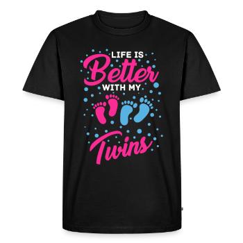 Une vie meilleure avec des jumeaux maman - T-shirt Premium bio Homme - noir - Devant - Nico (187cm)