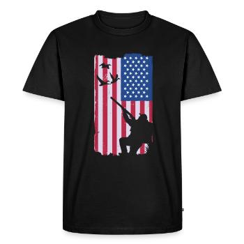 Hunting - US Flag duck hunting - Men's Premium Organic T-Shirt - black - Front - Nico (187cm)