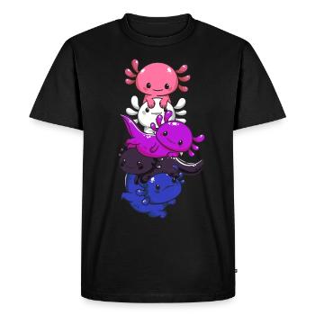 Subtil Genderfluid Flag Kawaii Axolotl LGBTQ - T-shirt Premium bio Homme - noir - Devant - Nico (187cm)