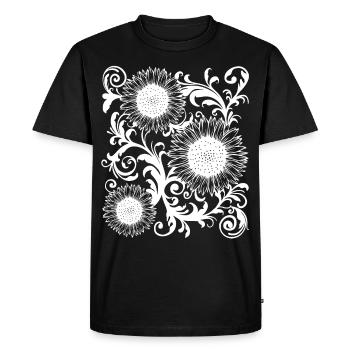 Baroque Aesthetic Sunflower Pattern Dark Academia - Men's Premium Organic T-Shirt - black - Front - Nico (187cm)