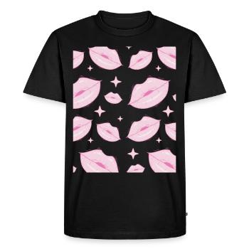 Coquette Esthétique Pink Kisses Rouge à lèvres Centre-ville - T-shirt Premium bio Homme - noir - Devant - Nico (187cm)