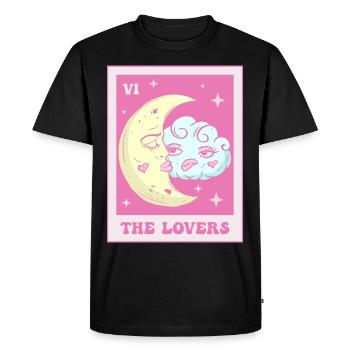 Coquette Aesthetic Pink Tarot Card The Lovers - Men's Premium Organic T-Shirt - black - Front - Nico (187cm)