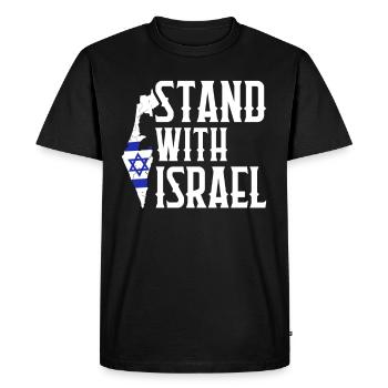 Stand with Israel Jerusalem Hebrew - Men's Premium Organic T-Shirt - black - Front - Nico (187cm)