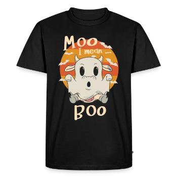 Moo Je veux dire Boo Trick ou Sour Cow Halloween - T-shirt Premium bio Homme - noir - Devant - Nico (187cm)