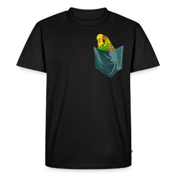 Budgerigar Chest Pocket Perruche Sac - T-shirt Premium bio Homme - noir - Devant - Nico (187cm)