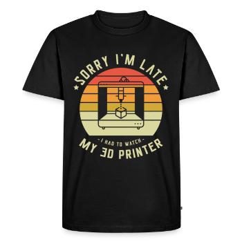 Désolé d’être en retard, j’ai dû - T-shirt Premium bio Homme - noir - Devant - Nico (187cm)