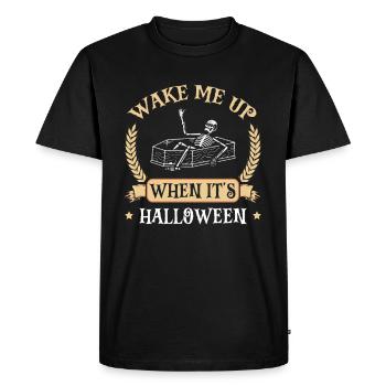 Réveillez-moi quand le squelette effrayant d’Halloween est - T-shirt Premium bio Homme - noir - Devant - Nico (187cm)