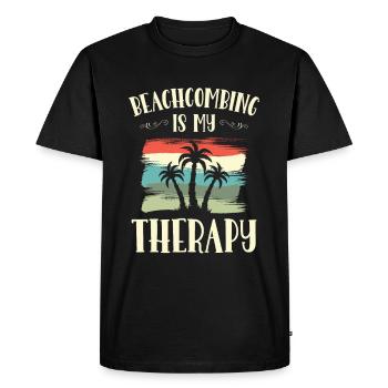 Beachcombing Is My Therapy Beachcomber Sea - Men's Premium Organic T-Shirt - black - Front - Nico (187cm)