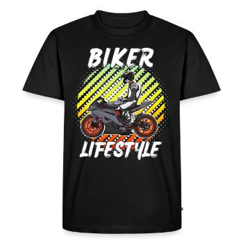 Moto Lifestyle / Moto / Moto motard - T-shirt Premium bio Homme - noir - Devant - Nico (187cm)