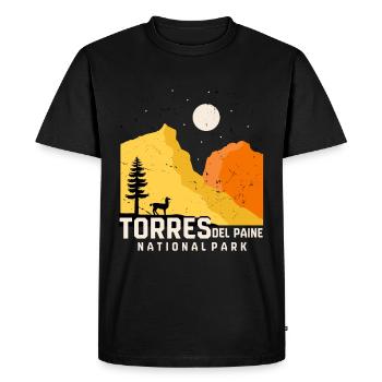Chili : Parc national Torres del Paine avec glace bleue - T-shirt Premium bio Homme - noir - Devant - Nico (187cm)