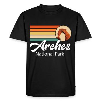 Parc national des Arches dans l’Utah Souvenir Camping Canyo - T-shirt Premium bio Homme - noir - Devant - Nico (187cm)