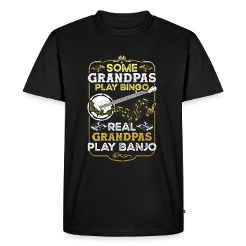 Banjo Grandpa Musician Guitar Bluegrass Banjo - Men's Premium Organic T-Shirt - black - Front - Nico (187cm)