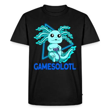Gamesolotl Video Gamer Kawaii Anime Axolotl - T-shirt Premium bio Homme - noir - Devant - Nico (187cm)