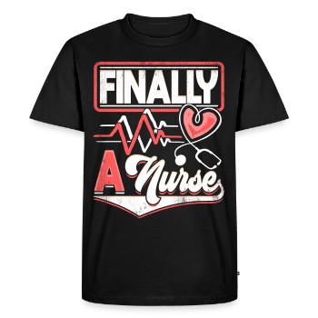Finally a Nurse Nursing School - Men's Premium Organic T-Shirt - black - Front - Nico (187cm)