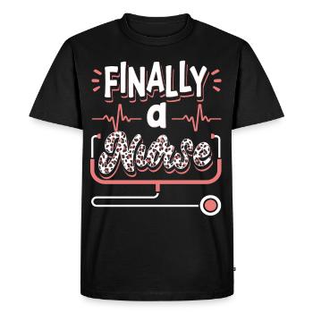 Finally a Nurse Nursing School - Men's Premium Organic T-Shirt - black - Front - Nico (187cm)