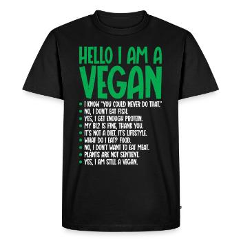 I am a vegan vegetarian - Men's Premium Organic T-Shirt - black - Front - Nico (187cm)