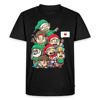 Drôles d’elfes de Noël Elfe de Noël Elfe de Noël - T-shirt Premium bio Homme - noir - Devant - Nico (187cm)