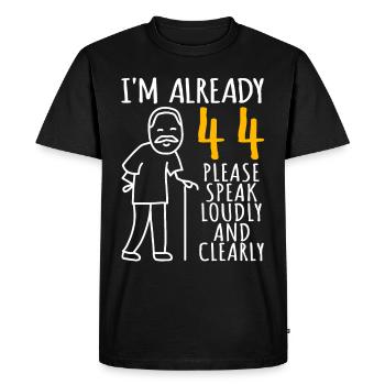 44 Anniversaire Homme 44er 44ter J’ai déjà 44 ans - T-shirt Premium bio Homme - noir - Devant - Nico (187cm)