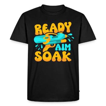Ready Aim Soak Water Gun Squirter - Men's Premium Organic T-Shirt - black - Front - Nico (187cm)
