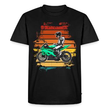 Moto Lifestyle / Moto / Moto motard - T-shirt Premium bio Homme - noir - Devant - Nico (187cm)
