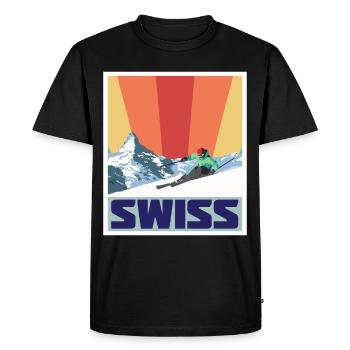 Parc national suisse de l’Engadine Souvenir Alpes Schw - T-shirt Premium bio Homme - noir - Devant - Nico (187cm)